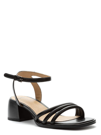 Black Strappy Sandal with Block Heel