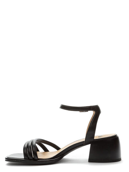 Black Strappy Sandal with Block Heel