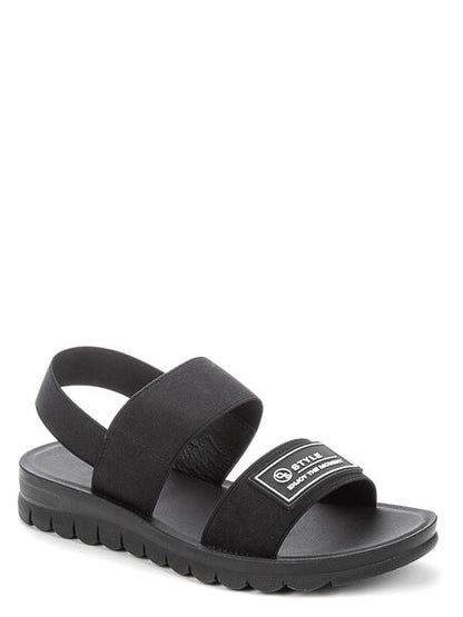 Black Strap Sandals with Adjustable Band