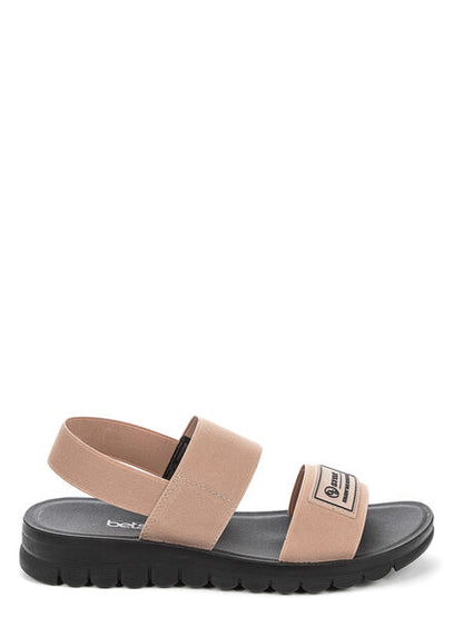 Beige Canvas Slingback Sandals with Elastic Strap