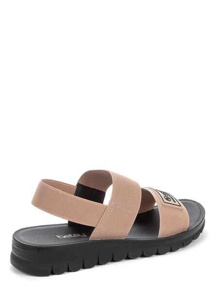 Beige Canvas Slingback Sandals with Elastic Strap