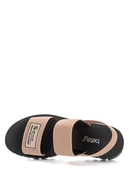 Beige Canvas Slingback Sandals with Elastic Strap