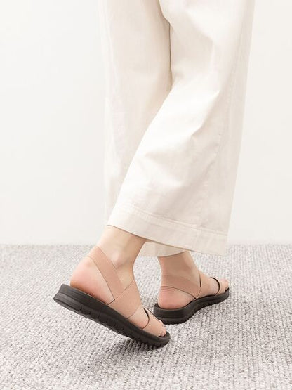 Beige Canvas Slingback Sandals with Elastic Strap