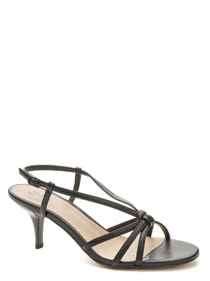 Black Strappy Kitten Heel Sandals