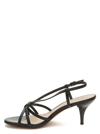 Black Strappy Kitten Heel Sandals