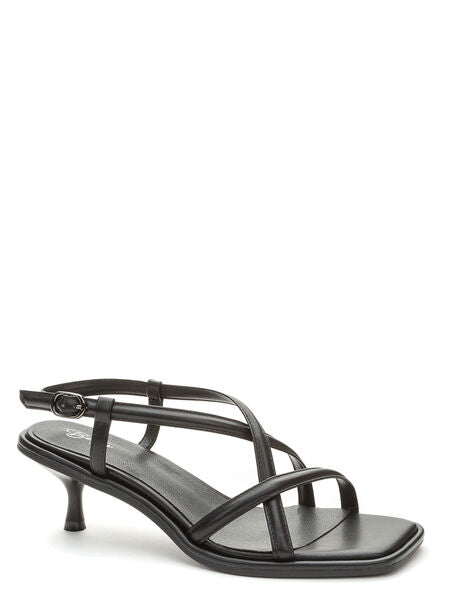 Black Strappy Heel Sandal with Kitten Heel