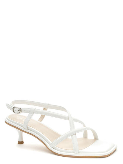 White Strappy Kitten Heel Sandals