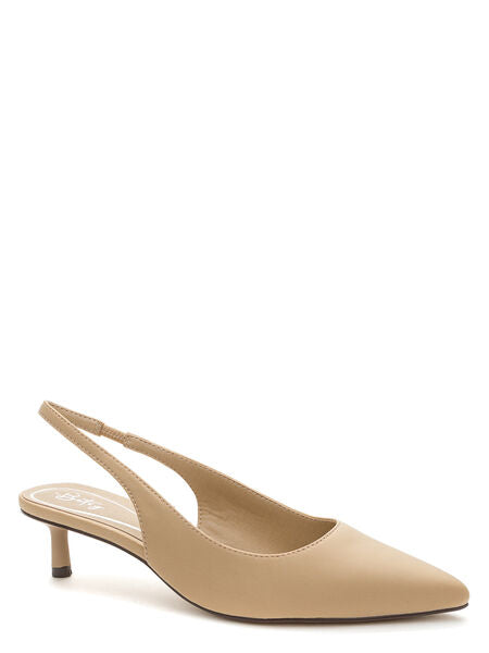 Beige Slingback Kitten Heel Pointed-Toe Shoe