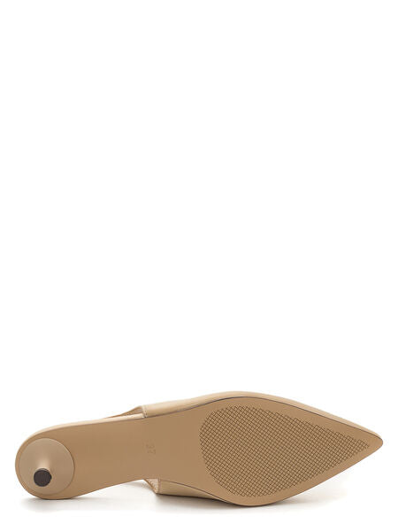 Beige Slingback Kitten Heel Pointed-Toe Shoe