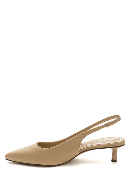 Beige Slingback Kitten Heel Pointed-Toe Shoe