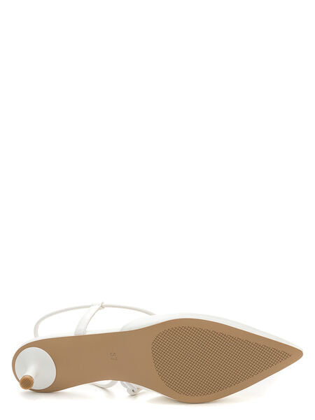 White Slingback Kitten Heel Pump with Pointed Toe