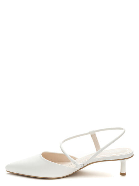 White Slingback Kitten Heel Pump with Pointed Toe