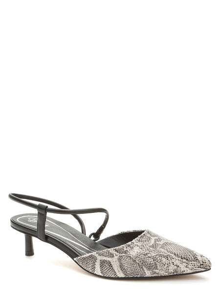 Black Snake Print Slingback Pumps with Pointed Toe