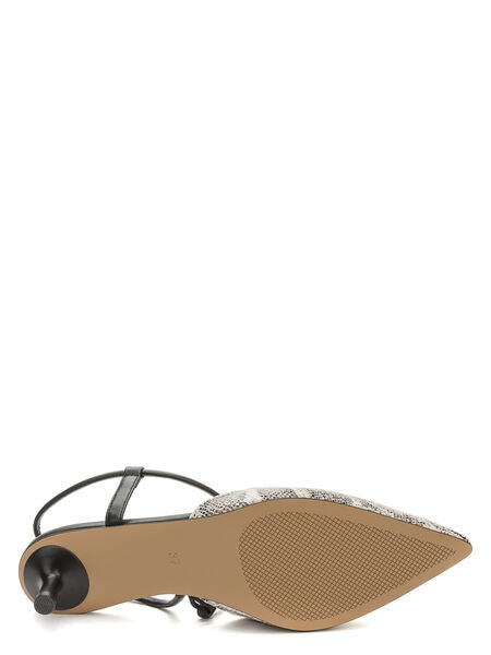 Black Snake Print Slingback Pumps with Pointed Toe