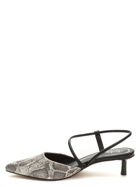 Black Snake Print Slingback Pumps with Pointed Toe