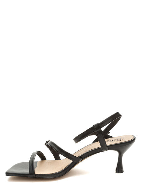 Black Strappy Heeled Sandals with Kitten Heel