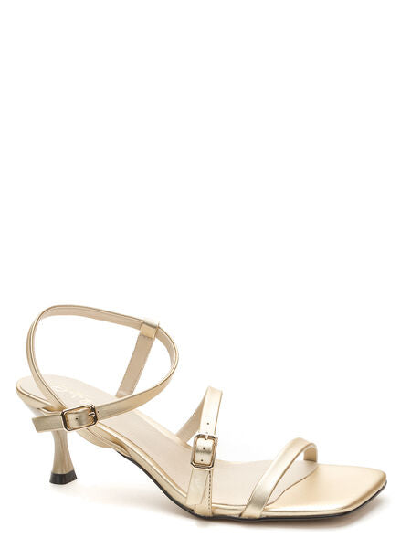 Black Strappy Heeled Sandals with Kitten Heel