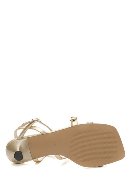 Black Strappy Heeled Sandals with Kitten Heel