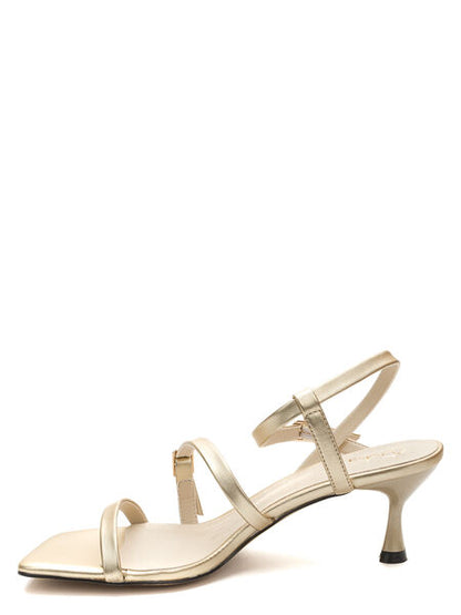 Black Strappy Heeled Sandals with Kitten Heel