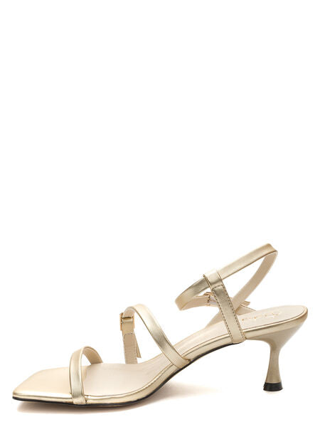 Black Strappy Heeled Sandals with Kitten Heel