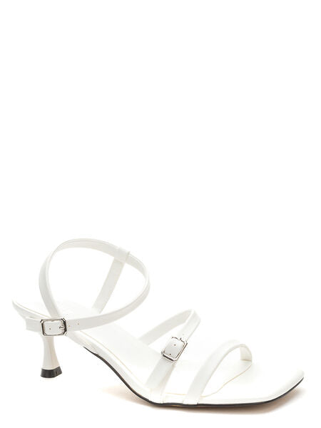 White Strappy Sandal with Unique Heel