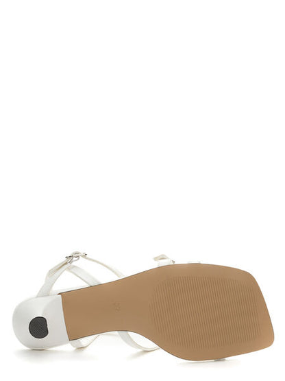 White Strappy Sandal with Unique Heel
