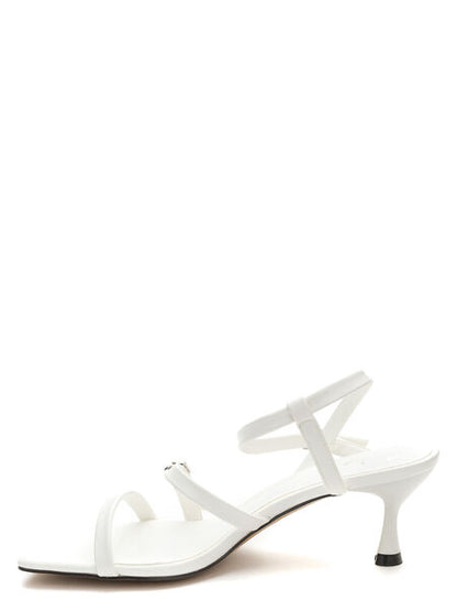 White Strappy Sandal with Unique Heel