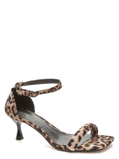 Animal Print Ankle Strap Heeled Sandals