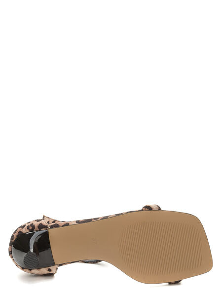 Animal Print Ankle Strap Heeled Sandals