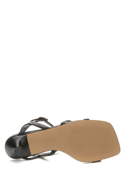 Black Strappy Dress Sandal with Buckle