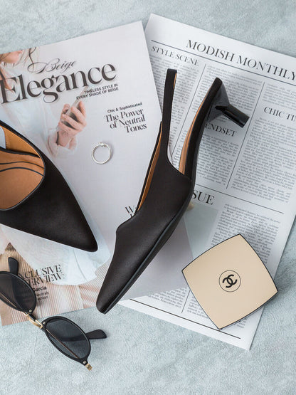 Sling-Back Satin BLACK