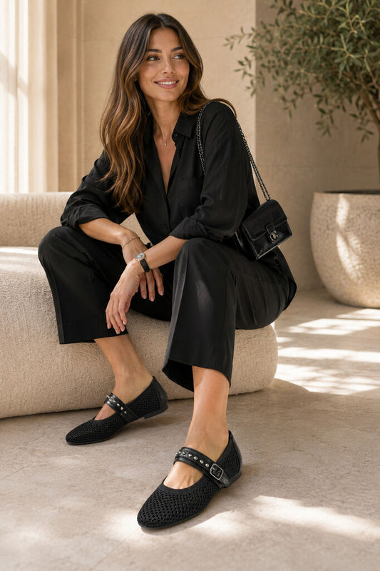 Mary Jane Shoe Nap/Tess BLACK