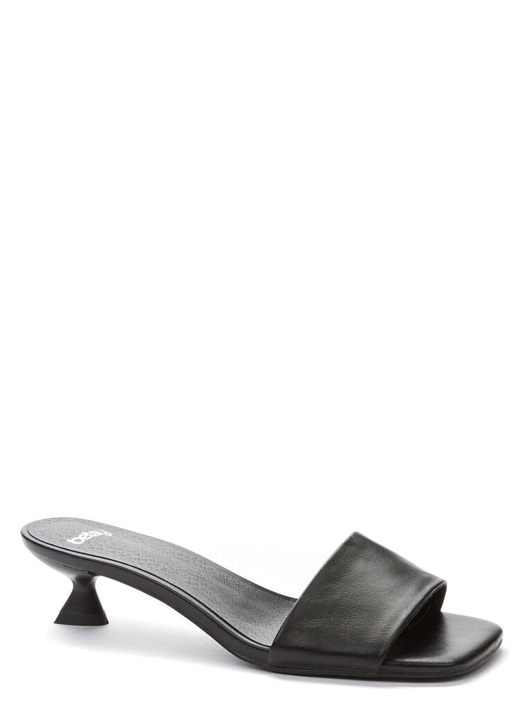 Heeled Mule Open-Toe Nappa BLACK