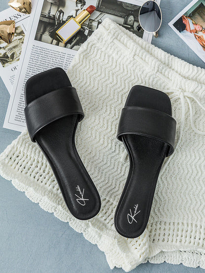 Heeled Mule Open-Toe Nappa BLACK