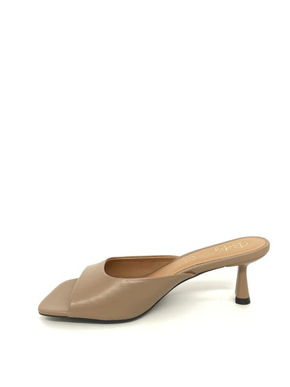 Heeled Mule Open-Toe Nappa D.BEIGE