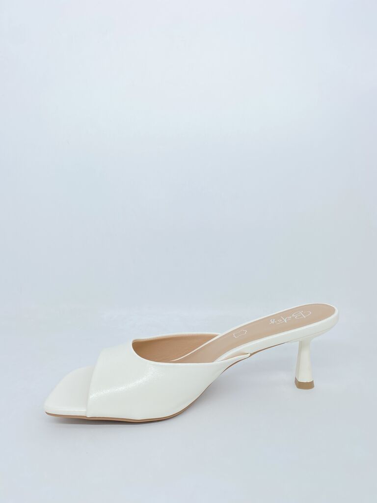 Heeled Mule Open-Toe Nappa WHITE