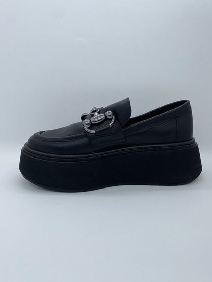 Black Platform Loafer with Metallic Accent