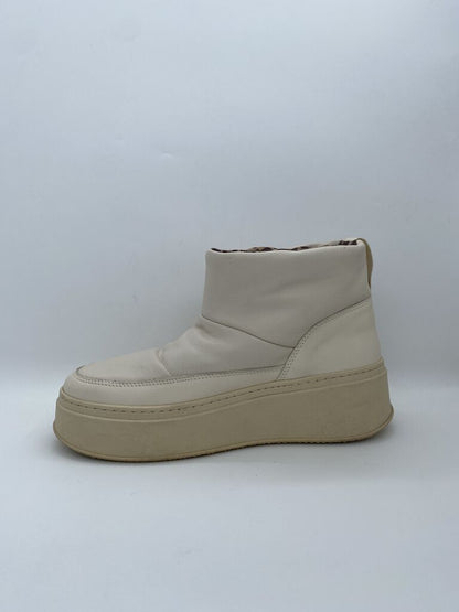 Cream Platform Ankle Boot with Plush Lining