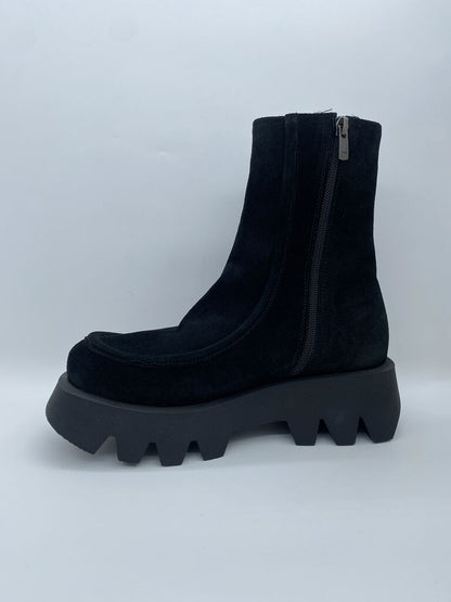Black Suede Platform Boot with Chunky Sole
