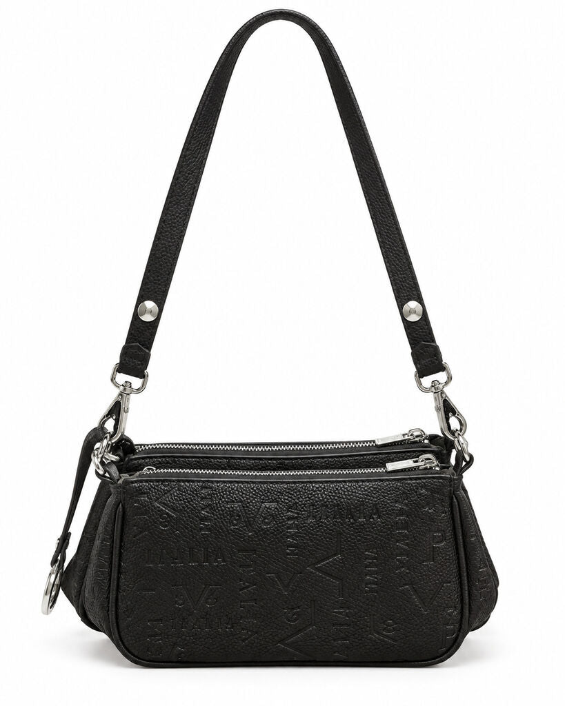 Brown Embossed Shoulder Bag with Adjustable Strap