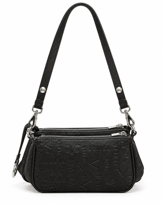 Brown Embossed Shoulder Bag with Adjustable Strap