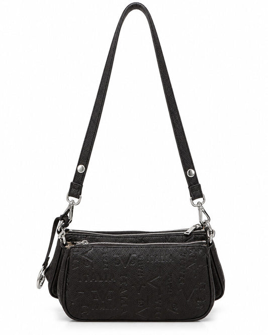 Brown Embossed Shoulder Bag with Adjustable Strap