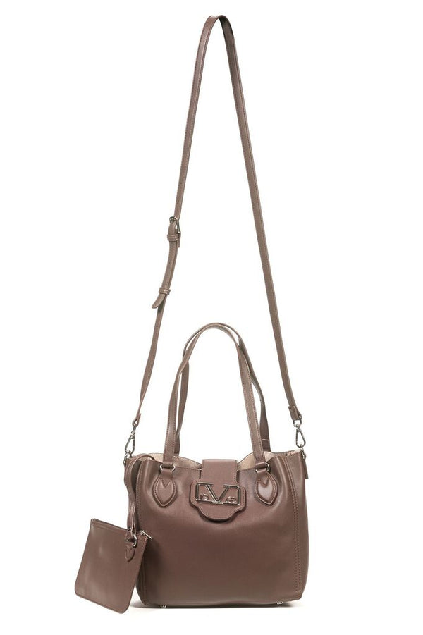Taupe Leather Tote with Detachable Crossbody Strap