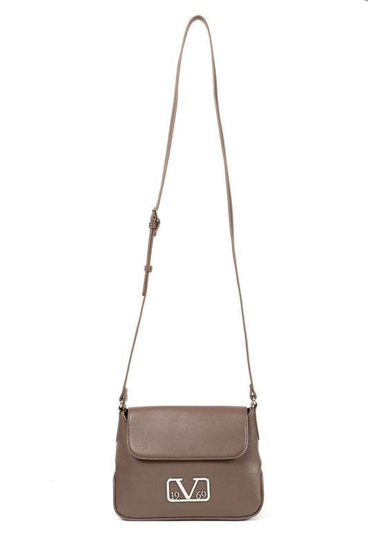 Taupe Crossbody Bag with Logo Detail
