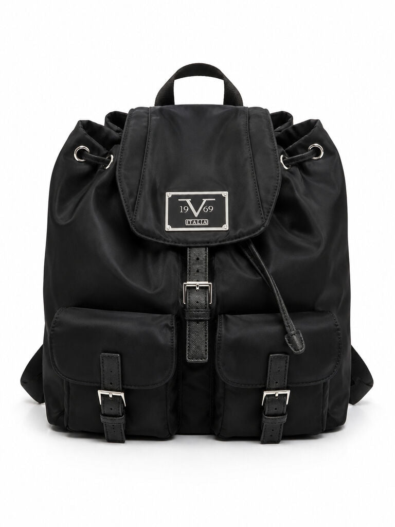 Black Nylon Backpack with Buckle Closures