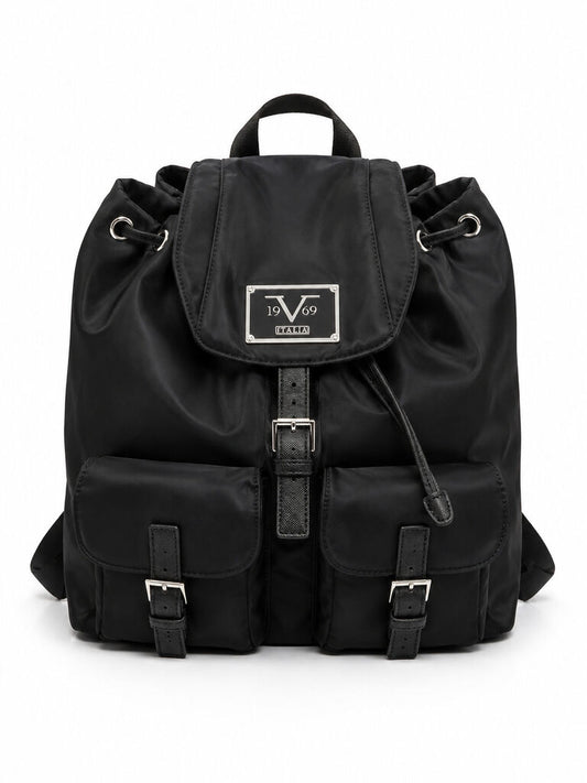 Black Nylon Backpack with Buckle Closures