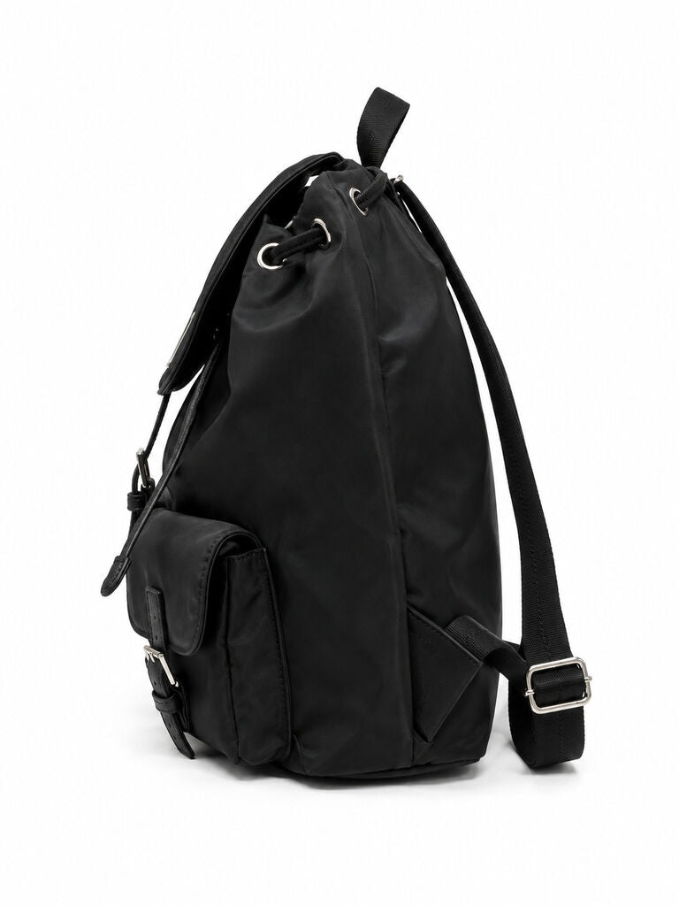 Black Nylon Backpack with Buckle Closures