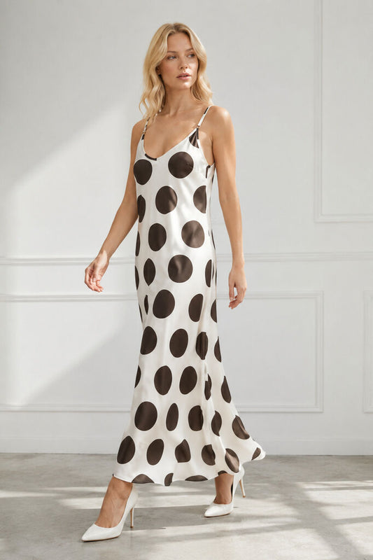 Dress Dot Print BEIGE
