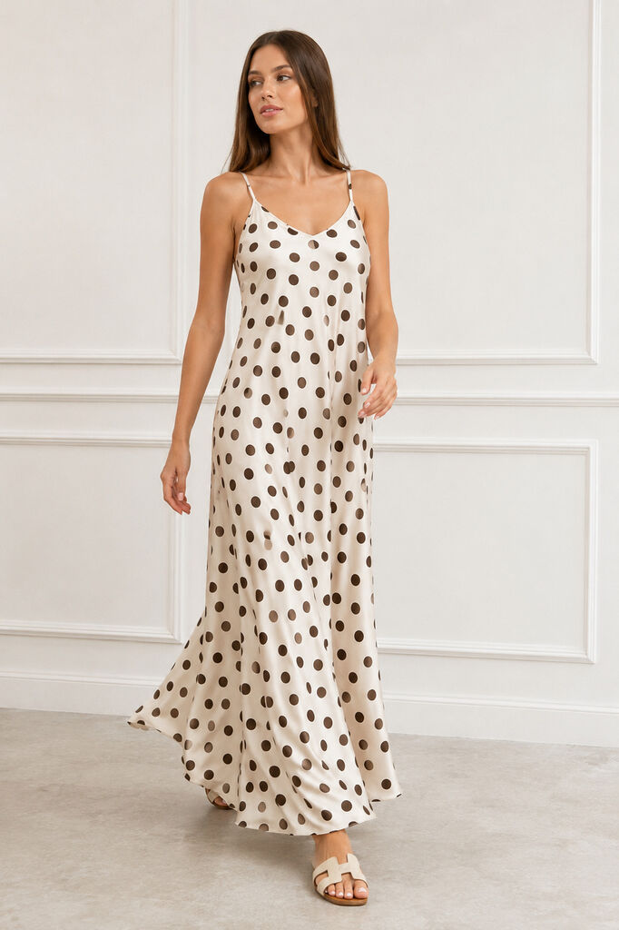 Dress Dot Print BEIGE