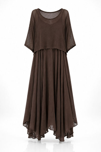 Top+Skirt - BROWN